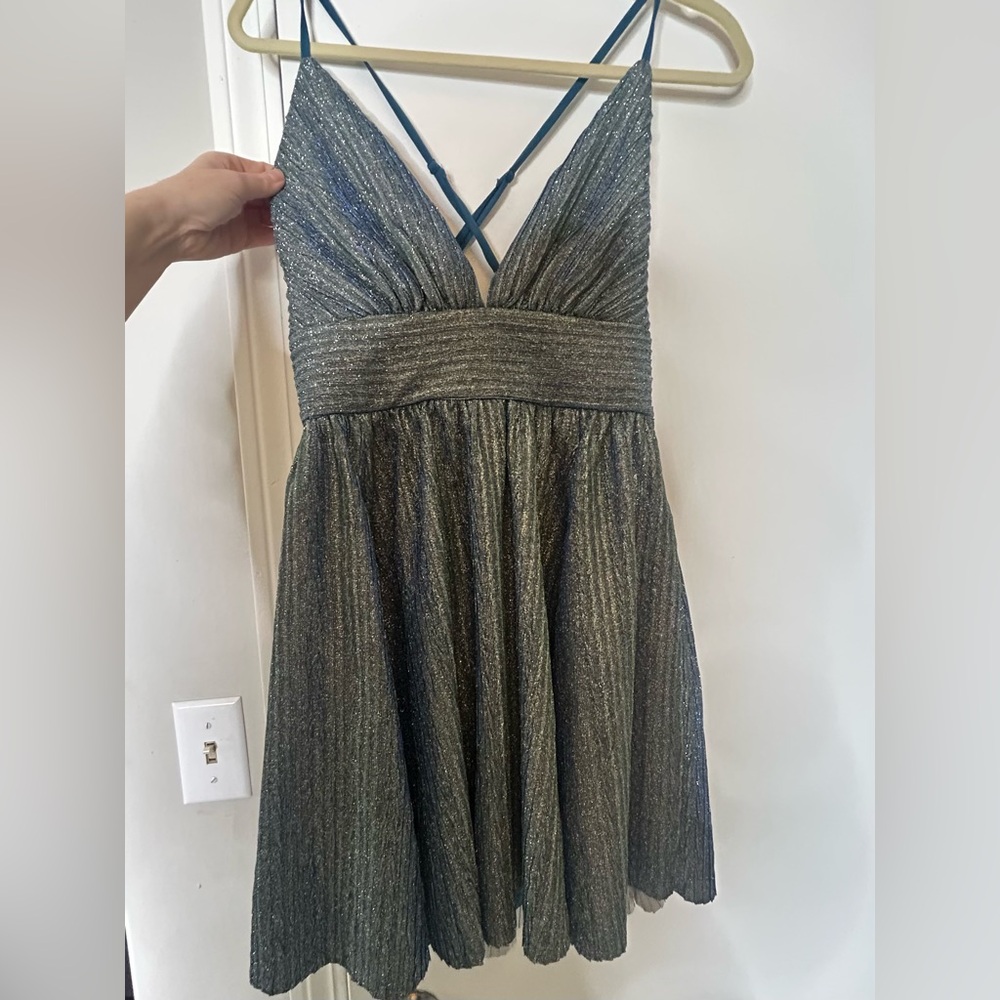 Lulu's Metallic Teal Going Out dress